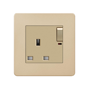 Plastic Switch ABK-UK Socket With Switch With Indicator Light-GOLD